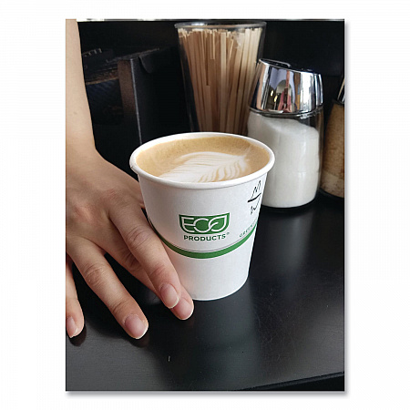 GreenStripe Renewable and Compostable Hot Cups, 12 oz, Paper, White/Green, 50/Pack, 20 Packs/Carton (EPBHC12GS)