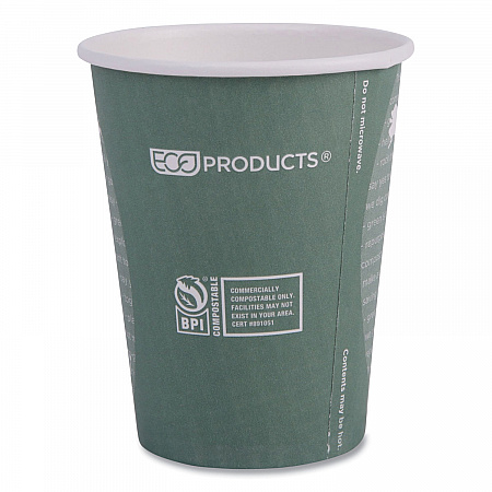 World Art Renewable and Compostable Hot Cups, 12 oz, Paper, Sage, 50/Pack, 20 Packs/Carton (EPBHC12WA)
