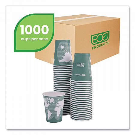 World Art Renewable and Compostable Hot Cups, 12 oz, Paper, Sage, 50/Pack (EPBHC12WAPK)