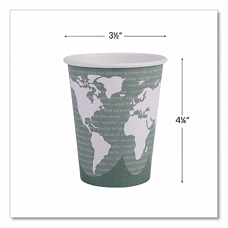 World Art Renewable and Compostable Hot Cups, 12 oz, Paper, Sage, 50/Pack (EPBHC12WAPK)