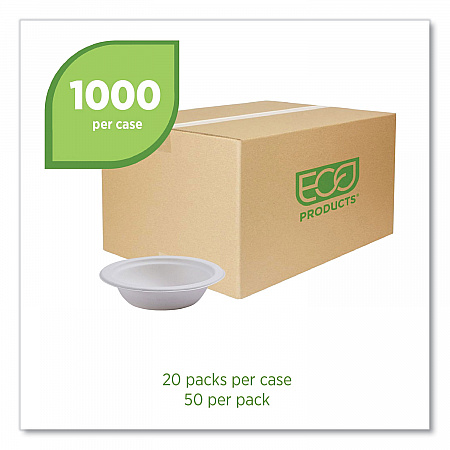 Vanguard Renewable and Compostable Sugarcane Bowls, 12 oz, White, 1,000/Carton (EPBL12NFA)