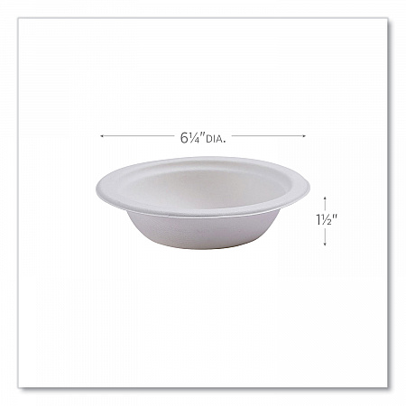 Vanguard Renewable and Compostable Sugarcane Bowls, 12 oz, White, 1,000/Carton (EPBL12NFA)