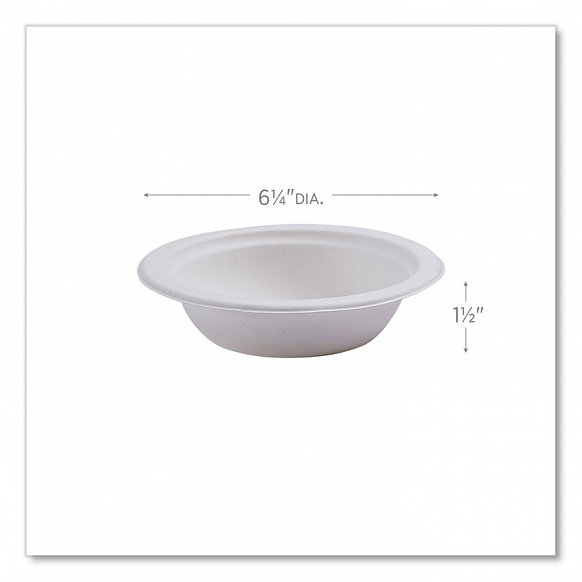 Vanguard Renewable and Compostable Sugarcane Bowls, 12 oz, White, 1,000/Carton (EPBL12NFA)