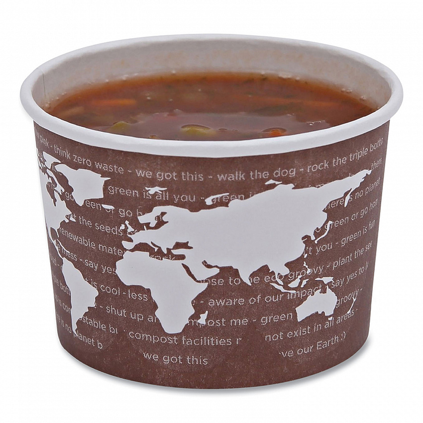 World Art Renewable and Compostable Food Container, 8 oz, 3.04" Diameter x 2.3" h, Plum, Paper, 50/Pack, 20 Packs/Carton (EPBSC8WA)