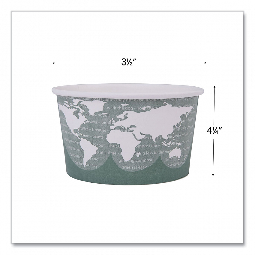 World Art Renewable and Compostable Food Container, 12 oz, 4.05" Diameter x 2.5" h, Moss, Paper, 25/Pack, 20 Packs/Carton (EPBSC12WA)