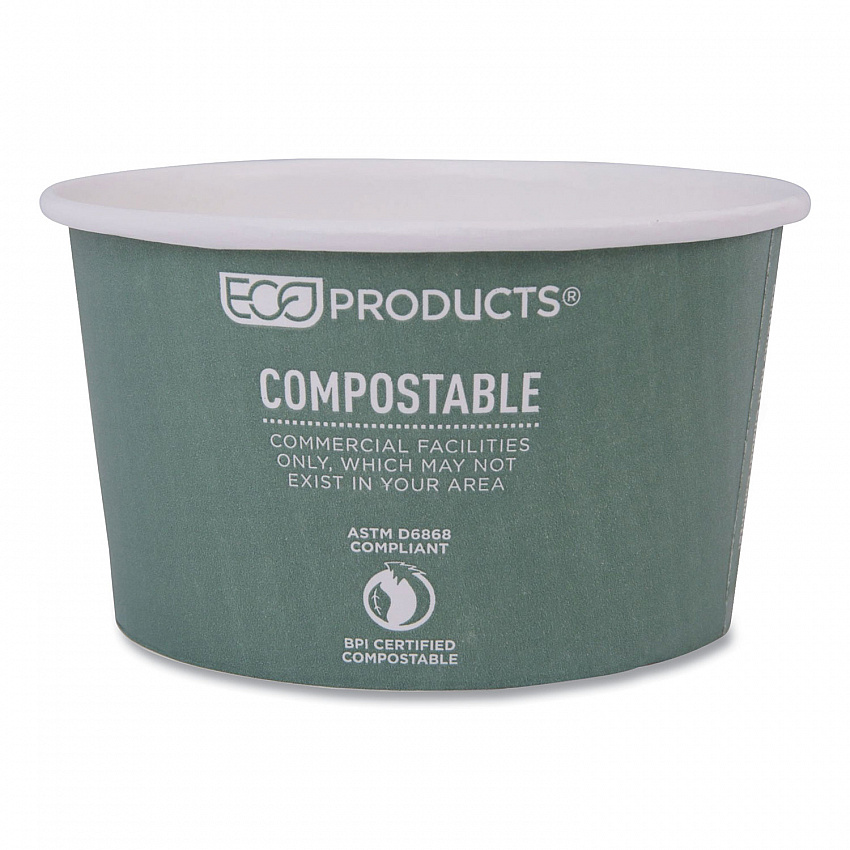 World Art Renewable and Compostable Food Container, 12 oz, 4.05" Diameter x 2.5" h, Moss, Paper, 25/Pack, 20 Packs/Carton (EPBSC12WA)