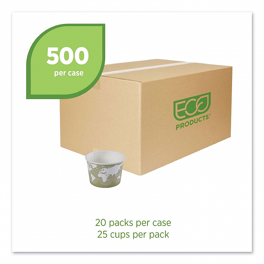World Art Renewable and Compostable Food Container, 16 oz, 4.05" Diameter x 3" h, Sage, Paper, 25/Pack, 20 Packs/Carton (EPBSC16WA)