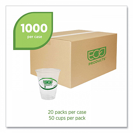 GreenStripe Renewable and Compostable Cold Cups, 12 oz, Plastic, Clear, 50/Pack, 20 Packs/Carton (EPCC12GS)