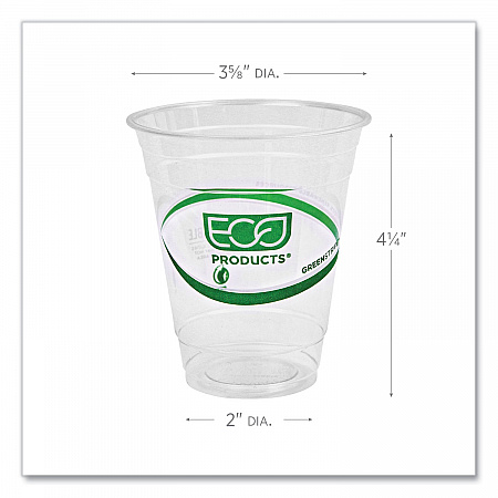 GreenStripe Renewable and Compostable Cold Cups, 12 oz, Plastic, Clear, 50/Pack, 20 Packs/Carton (EPCC12GS)