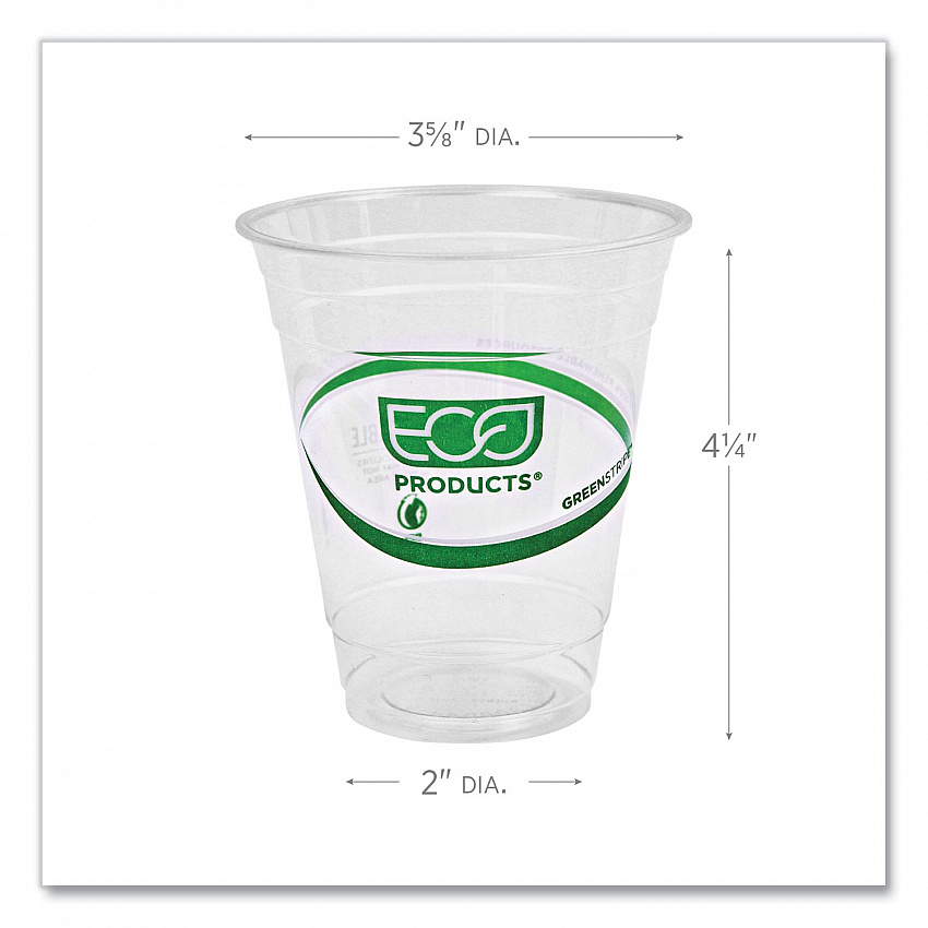 GreenStripe Renewable and Compostable Cold Cups, 12 oz, Plastic, Clear, 50/Pack, 20 Packs/Carton (EPCC12GS)
