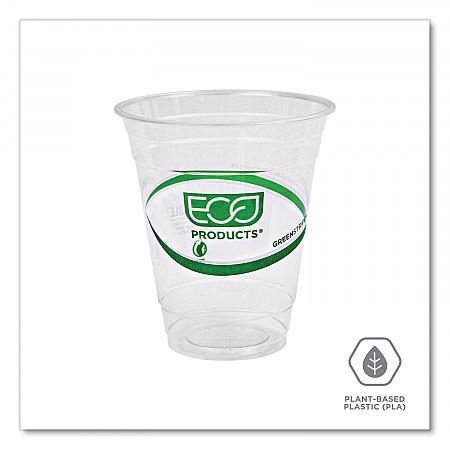 GreenStripe Renewable and Compostable Cold Cups, 12 oz, Plastic, Clear, 50/Pack, 20 Packs/Carton (EPCC12GS)