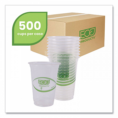 GreenStripe Renewable and Compostable Cold Cups, 16 oz, Plastic, Clear, 50/Pack, 20 Packs/Carton (EPCC16GS)