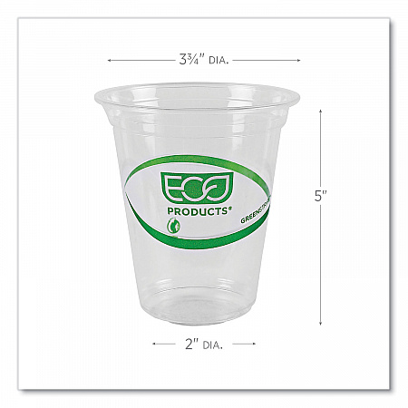 GreenStripe Renewable and Compostable Cold Cups, 16 oz, Plastic, Clear, 50/Pack, 20 Packs/Carton (EPCC16GS)