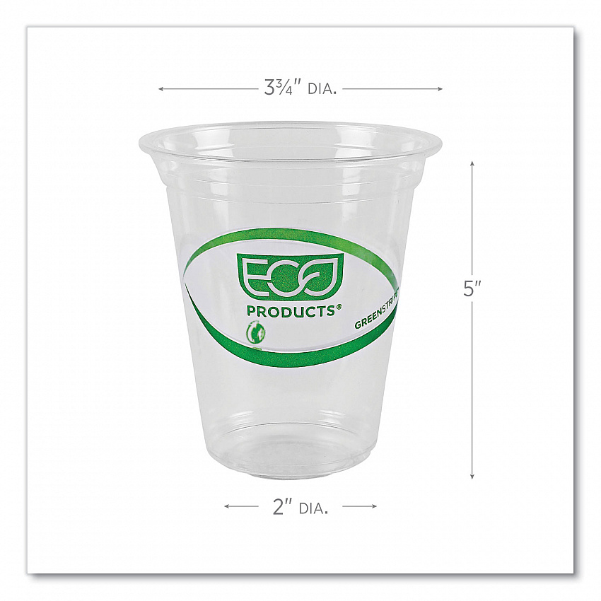 GreenStripe Renewable and Compostable Cold Cups, 16 oz, Plastic, Clear, 50/Pack, 20 Packs/Carton (EPCC16GS)