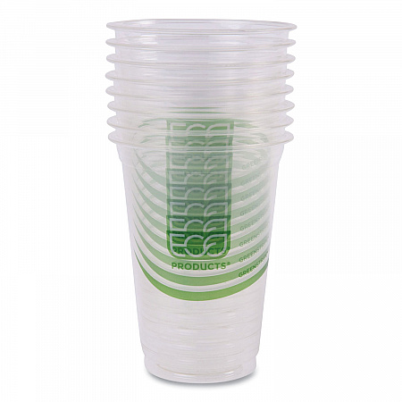 GreenStripe Renewable and Compostable Cold Cups, 16 oz, Plastic, Clear, 50/Pack, 20 Packs/Carton (EPCC16GS)