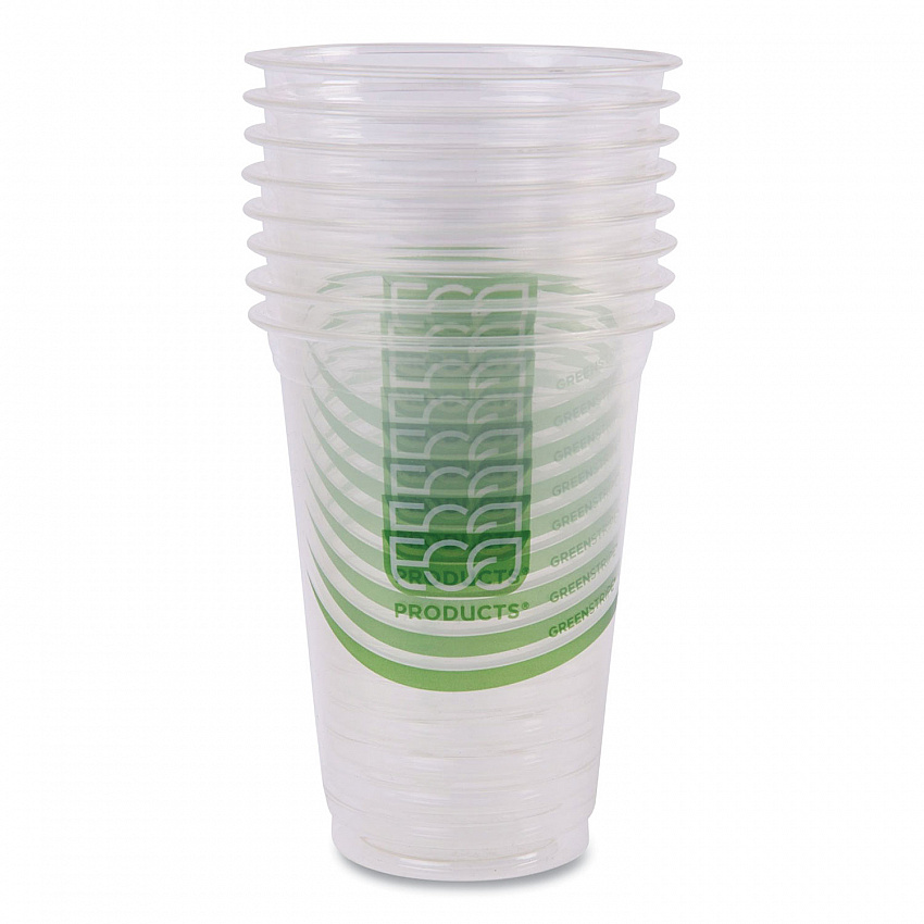 GreenStripe Renewable and Compostable Cold Cups, 16 oz, Plastic, Clear, 50/Pack, 20 Packs/Carton (EPCC16GS)