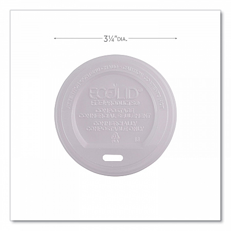 EcoLid Renewable/Compostable Hot Cup Lids, Fits 8 oz Hot Cups, Plastic, White, 50/Packs, 16 Packs/Carton (EPECOLID8)