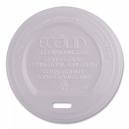 EcoLid Renewable/Compostable Hot Cup Lids, Fits 8 oz Hot Cups, Plastic, White, 50/Packs, 16 Packs/Carton (EPECOLID8)