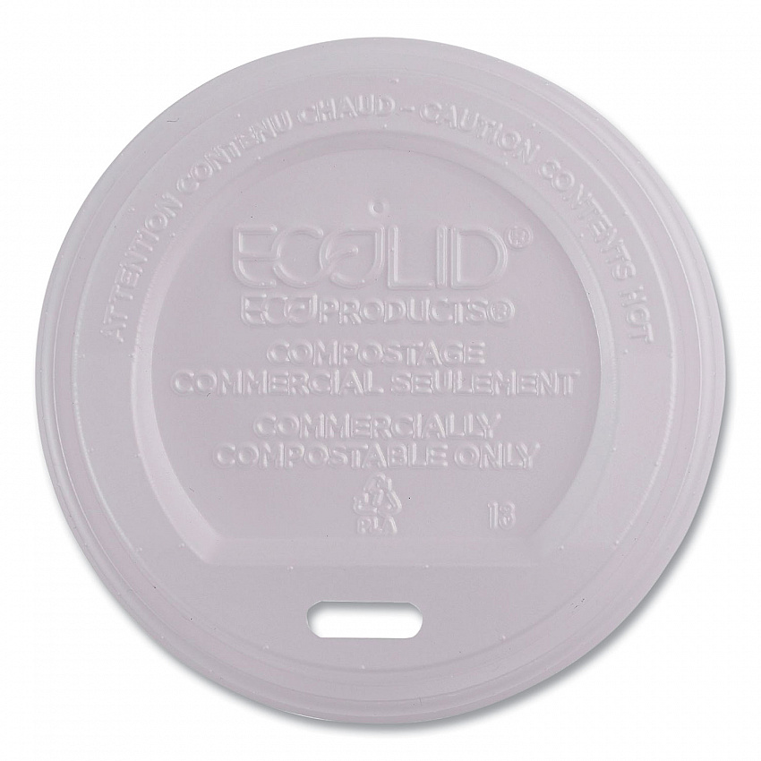 EcoLid Renewable/Compostable Hot Cup Lids, Fits 8 oz Hot Cups, Plastic, White, 50/Packs, 16 Packs/Carton (EPECOLID8)