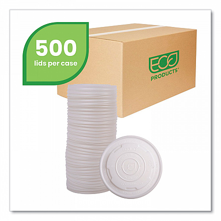 World Art PLA-Laminated Soup Container Lids, For 12 oz to 32 oz Containers, White, Plastic, 50/Pack, 10 Packs/Carton (EPECOLIDSPL)