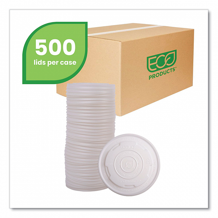 World Art PLA-Laminated Soup Container Lids, For 12 oz to 32 oz Containers, White, Plastic, 50/Pack, 10 Packs/Carton (EPECOLIDSPL)