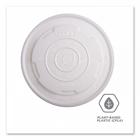 World Art PLA-Laminated Soup Container Lids, For 12 oz to 32 oz Containers, White, Plastic, 50/Pack, 10 Packs/Carton (EPECOLIDSPL)