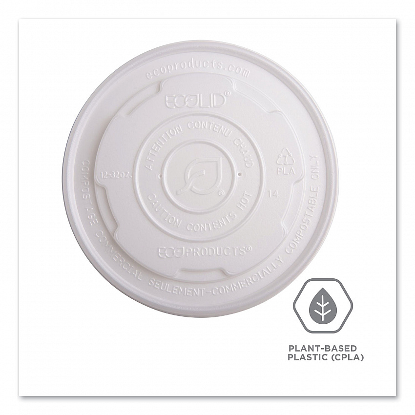 World Art PLA-Laminated Soup Container Lids, For 12 oz to 32 oz Containers, White, Plastic, 50/Pack, 10 Packs/Carton (EPECOLIDSPL)