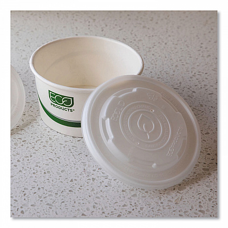 World Art PLA-Laminated Soup Container Lids, For 12 oz to 32 oz Containers, White, Plastic, 50/Pack, 10 Packs/Carton (EPECOLIDSPL)