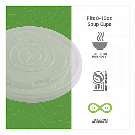 World Art PLA-Laminated Soup Container Lids, Fits 8 oz, Translucent, Plastic, 50/Pack, 20 Packs/Carton (EPECOLIDSPS)