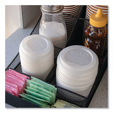 EcoLid Renewable/Compostable Hot Cup Lids, Fits 10 oz to 20 oz Hot Cups, Plastic, White, 50/Pack, 16 Packs/Carton (EPECOLIDW)