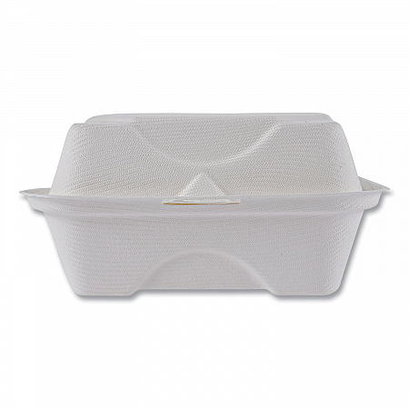 Vanguard Renewable and Compostable Sugarcane Clamshells, 6 x 6 x 3, White, 500/Carton (EPHC6NFA)