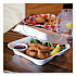 Vanguard Renewable and Compostable Sugarcane Clamshells, 3 Compartments, 9 x 9 x 3, White, 200/Carton (EPHC93NFA)