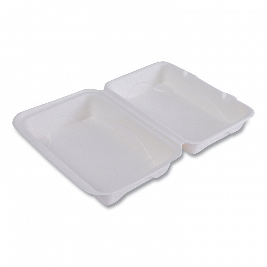 Vanguard Renewable and Compostable Sugarcane Clamshells, 9 x 6 x 3, White, 250/Carton (EPHC96NFA)