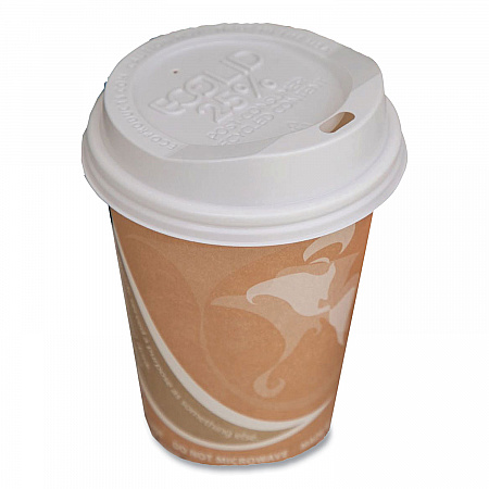 EcoLid 25% Recycled Content Hot Cup Lid, Fits 8 oz Hot Cups, Plastic, White, 100/Pack, 10 Packs/Carton (EPHL8WR)
