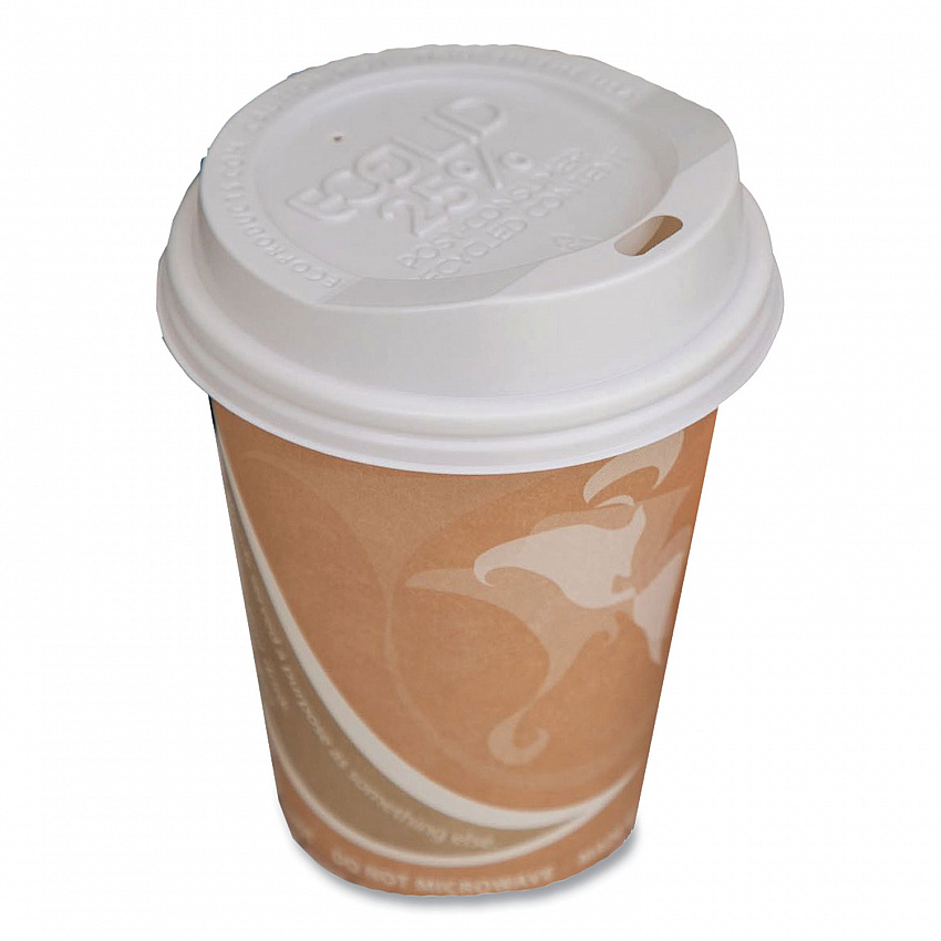 EcoLid 25% Recycled Content Hot Cup Lid, Fits 8 oz Hot Cups, Plastic, White, 100/Pack, 10 Packs/Carton (EPHL8WR)