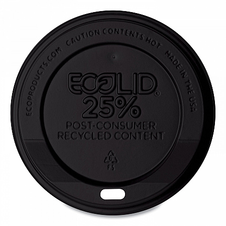 EcoLid 25% Recycled Content Hot Cup Lid, Fits 10 oz to 20 oz Hot Cups, Plastic, Black, 100/Pack, 10 Packs/Carton (EPHL16BR)