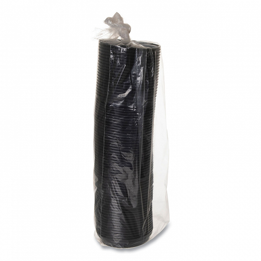 EcoLid 25% Recycled Content Hot Cup Lid, Fits 10 oz to 20 oz Hot Cups, Plastic, Black, 100/Pack, 10 Packs/Carton (EPHL16BR)