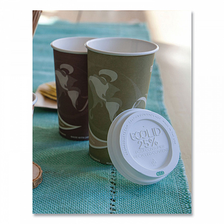 EcoLid 25% Recycled Content Hot Cup Lid, Fits 10 oz to 20 oz Hot Cups, Plastic, White, 100/Pack, 10 Packs/Carton (EPHL16WR)