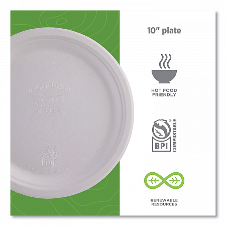 Vanguard Renewable and Compostable Sugarcane Plates, 10