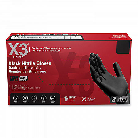 Industrial Nitrile Gloves, Powder-Free, Large, 3 mil Thick, 9.5