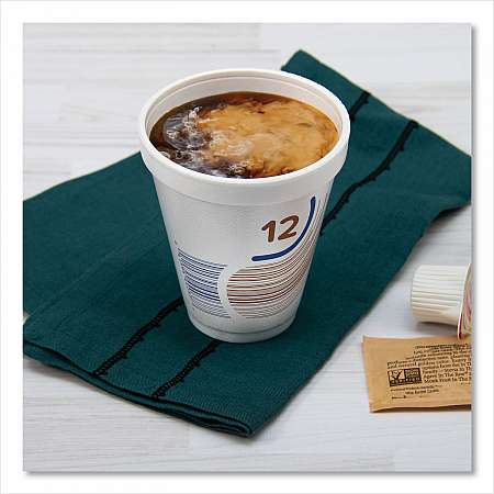 Breeze Hot/Cold Insulated Foam Drinking Cups, 12 oz, Brown/White/Blue, 1,000/Carton (12J16B)