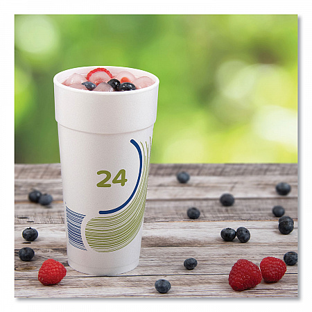 Breeze Hot/Cold Insulated Foam Drinking Cups, 24 oz, Green/White/Blue, 500/Carton (24J16B)
