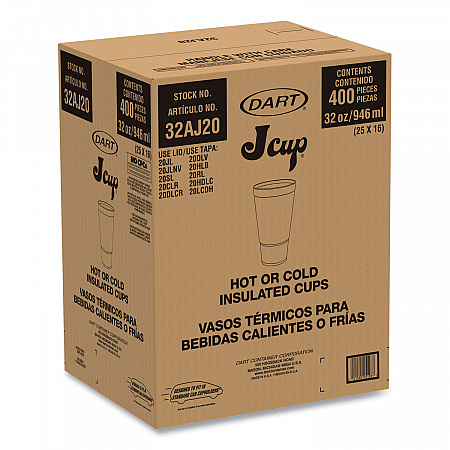 Breeze Hot/Cold Insulated Foam Drinking Cups, Pedestal Cup, 32 oz, Teal/White/Blue, 400/Carton (32AJ20B)