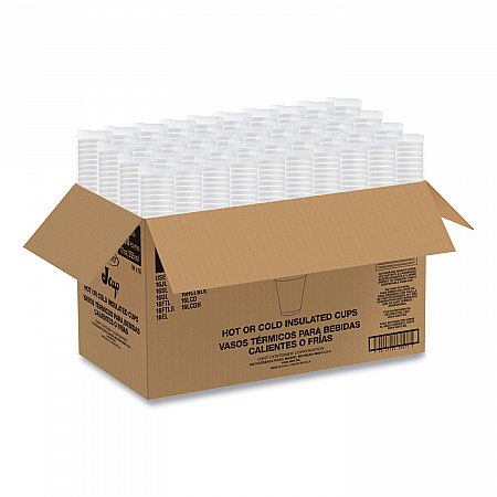 Breeze Hot/Cold Insulated Foam Drinking Cups, 12 oz, Brown/White/Blue, 1,000/Carton (12J16B)
