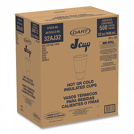Breeze Hot/Cold Insulated Foam Drinking Cups, Squat Pedestal Cup, 32 oz, Teal/White/Blue, 500/Carton (32AJ32B)
