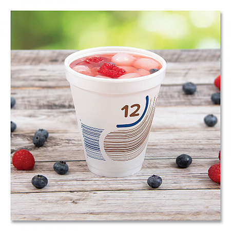 Breeze Hot/Cold Insulated Foam Drinking Cups, 12 oz, Brown/White/Blue, 1,000/Carton (12J16B)