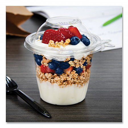 SafeSeal Tamper-Resistant, Tamper Evident Bowls, Dome Lid, 12 oz, 4.36 x 8.84 x 4.52, Clear, Plastic, 256/Carton (SC12D)