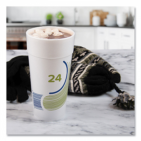 Breeze Hot/Cold Insulated Foam Drinking Cups, 24 oz, Green/White/Blue, 500/Carton (24J16B)
