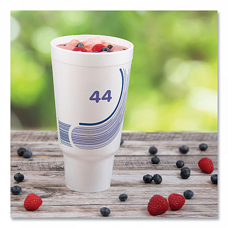 Breeze Hot/Cold Insulated Foam Drinking Cups, Pedestal Cup, 44 oz, Purple/White/Blue, 300/Carton (44AJ32B)
