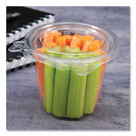 SafeSeal Tamper-Resistant, Tamper Evident Bowls, Flat Lid, 12 oz, 4.36 x 8.84 x 3.51, Clear, Plastic, 256/Carton (SC12F)